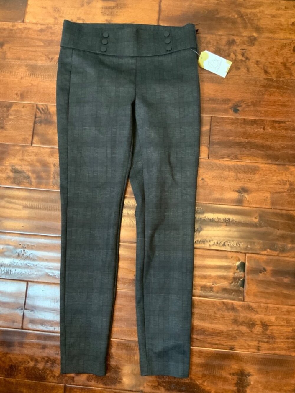 Zara Trafaluc Gray Glenplaid Check Mid-Rise Leggings NWT, Size L